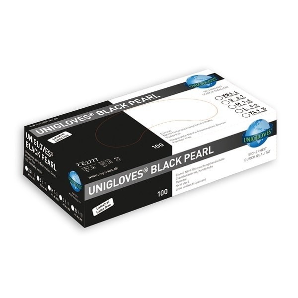 Unigloves BLACK PEARL - Nitrilhandschuhe Gr.M puderfrei 100 St&uuml;ck