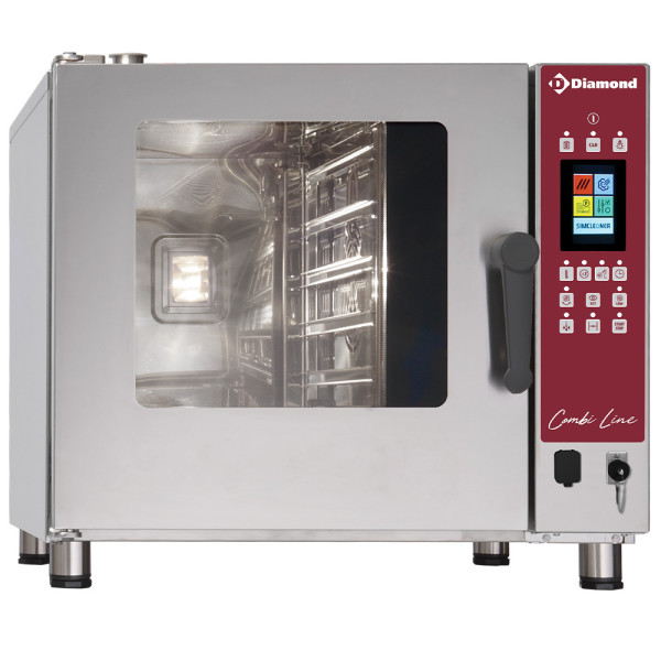 Elektroofen Dampf/Konvektion TOUCH SCREEN, 5x GN 1/1 - AUTO-CLEANING  |    |  mm (BxTxH) : 710x770xh600  |  kW : 6  |  Volt : 400-230/3N 50-60Hz  |  kg : 90