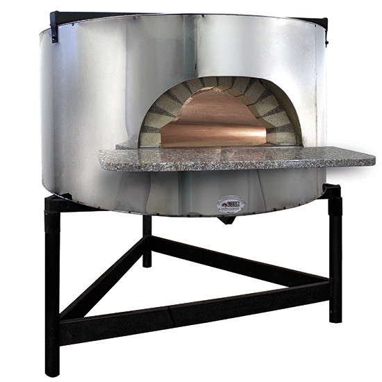 Holz-Pizzaofen mit  Edelstahlfassade, Backplatte &oslash; 1300 mm, Kapazit&auml;t 6/7 Pizzen