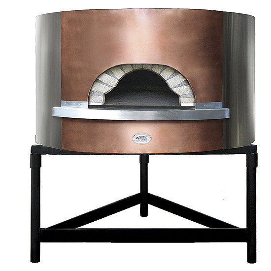 Holz-Pizzaofen mit Kupferfassade, Backplatte &oslash; 1540 mm, Kapazit&auml;t 10/12 Pizzen