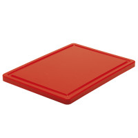Schneidebrett rot f&uuml;r Fleisch mit Saftrille, 500x300 mm